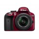 Nikon 1533 D3300 24.2 MP CMOS Digital SLR with AF-S DX NIKKOR 18-55mm f/3.5-5.6G VR II Zoom Lens (Red) - Envío Gratuito