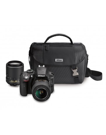 Nikon D3300 DX-format DSLR Kit w/ 18-55mm DX VR II & 55-200mm DX VR II Zoom Lenses and Case - Envío Gratuito