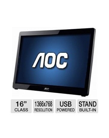 Monitor AOC E1649FWU, LED, 16" -Negro - Envío Gratuito