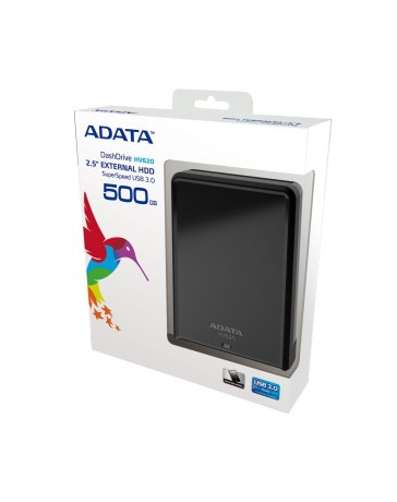 ADATA DashDrive HV620 Portable External Hard Drive 500GB USB 3.0, Black (AHV620-500GU3-CBK) - Envío Gratuito