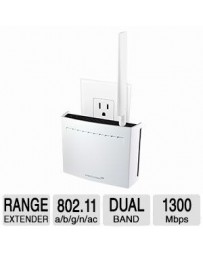 Amped Wireless AC1750 High Power Plug-In Wi-Fi Range Extender - 2.4GHz-5GHz, 450Mbps-1300Mbps, IEEE 802.11a/b/g/n/ac - REC33A - 