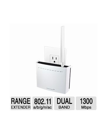 Amped Wireless AC1750 High Power Plug-In Wi-Fi Range Extender - 2.4GHz-5GHz, 450Mbps-1300Mbps, IEEE 802.11a/b/g/n/ac - REC33A - 