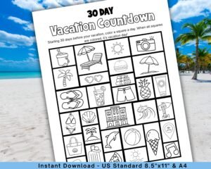 calendario con dias de vacaciones y playa