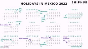 calendario marcando dias festivos mexicanos