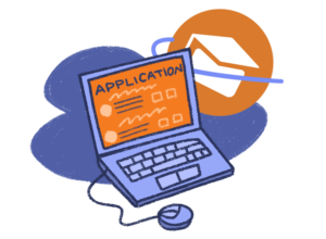 computadora con formulario en linea abierto