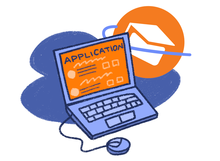 computadora con formulario en linea abierto