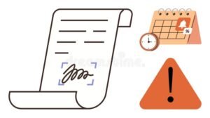 contrato firmado con reloj y calendario