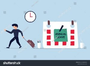 empleado feliz con calendario y maleta