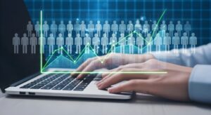 Qué beneficios ofrece un software de cuentas por pagar para empresas 5 manos con computadora y graficos financieros claros
