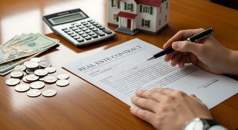 persona calculando finanzas con calculadora y documentos