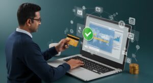 persona comprando software en linea segura