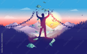 persona liberandose de cadenas financieras