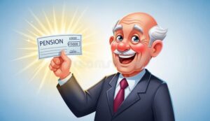 persona mayor feliz recibiendo dinero jubilacion