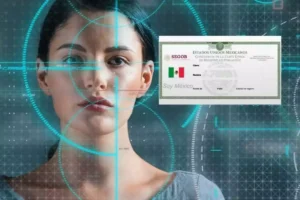 persona usando computadora y curp visible