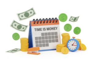 A partir de cuántos días laborales te corresponde el pago de aguinaldo 5 reloj y calendario con billetes de dinero