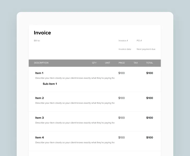 tarjeta de credito empresarial y factura
